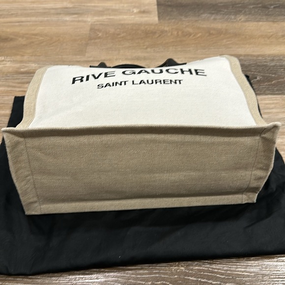 RIVE GAUCHE SMALL TOTE BAG IN LINEN AND LEATHER - Picture 3 of 8